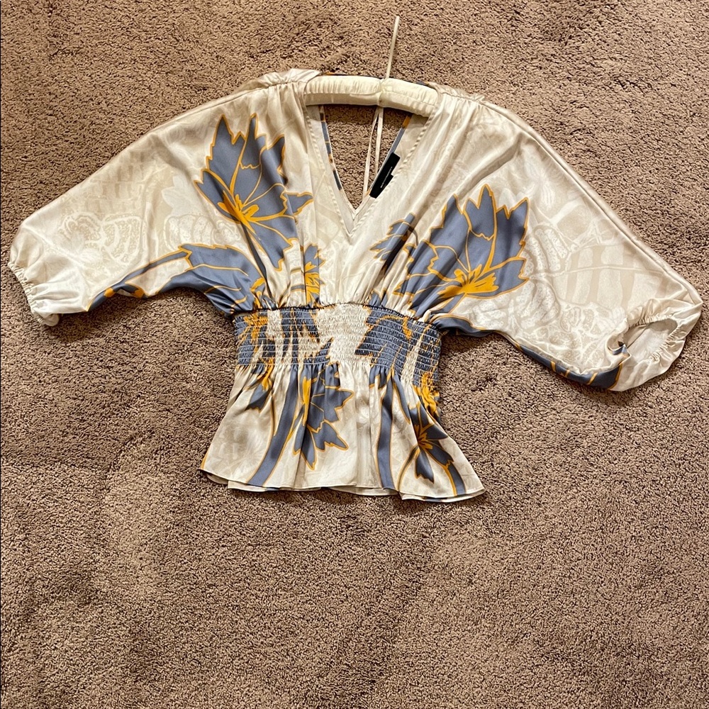 Floral V-Neck Smocked Top